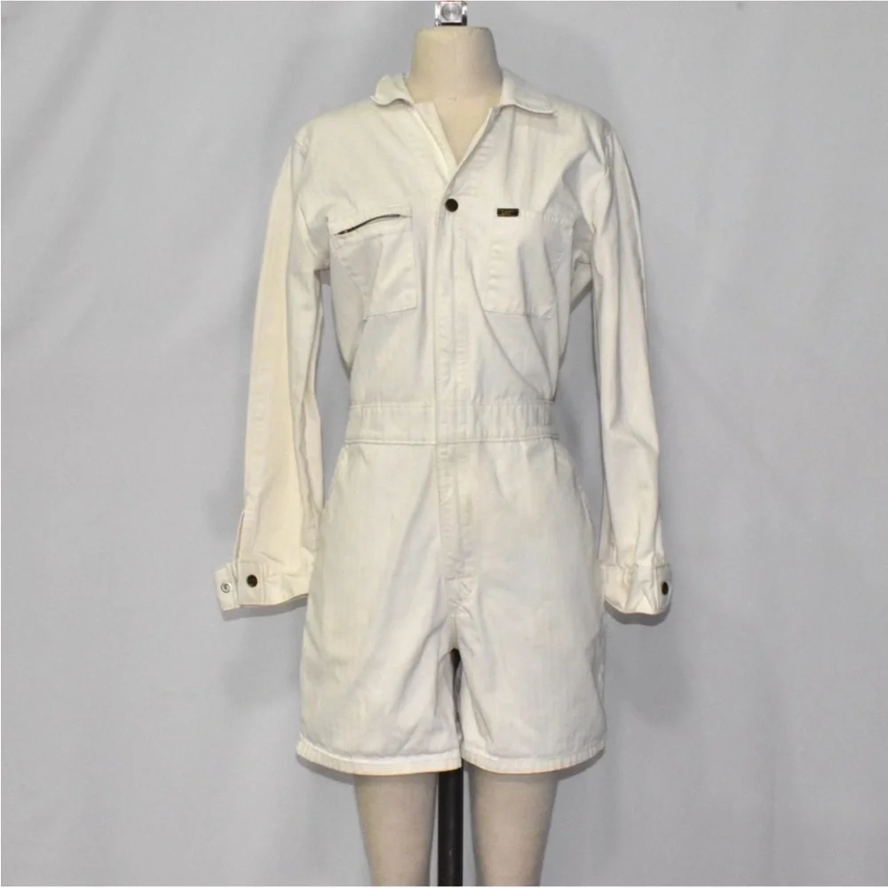 Lee Denim Utility Romper Coveralls Overalls Size Medium Cream NWTS